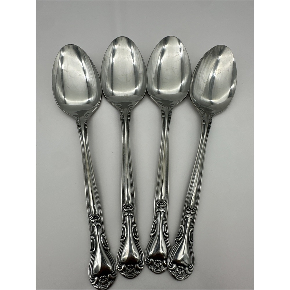 Set of 4 Wallace Plantation Stainless Oval Dinner Spoons Japan 7"